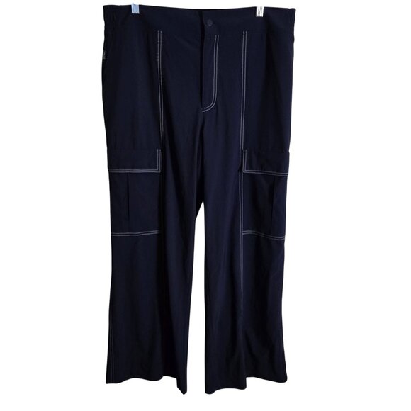 Athleta Chelsea Wide Leg Pants Navy Cargo Pockets Comfort Trending Size 14 - Picture 2 of 12